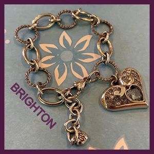BRIGHTON BRACELET WITH LARGE CRYSTAL HEART CHARM